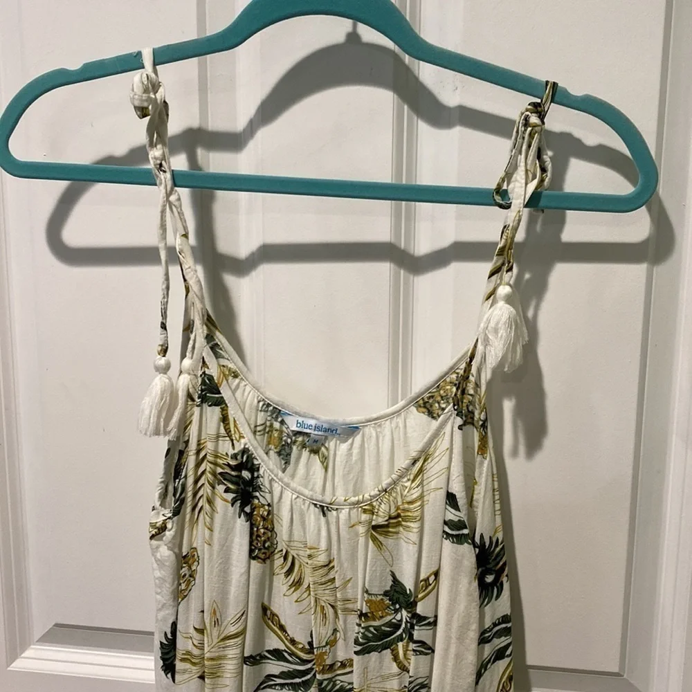 Blue Island Pineapple Ruffle Hem Swim Coverup EUC